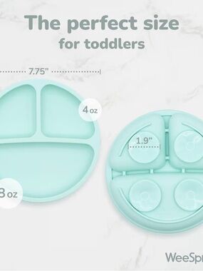 2 pack Silicone Divided Toddler Plate w lids - Wee Sprout